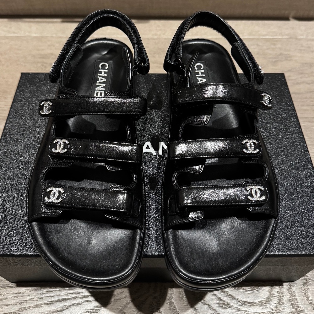 CHANEL Dad Sandals Black Size 37 $1875